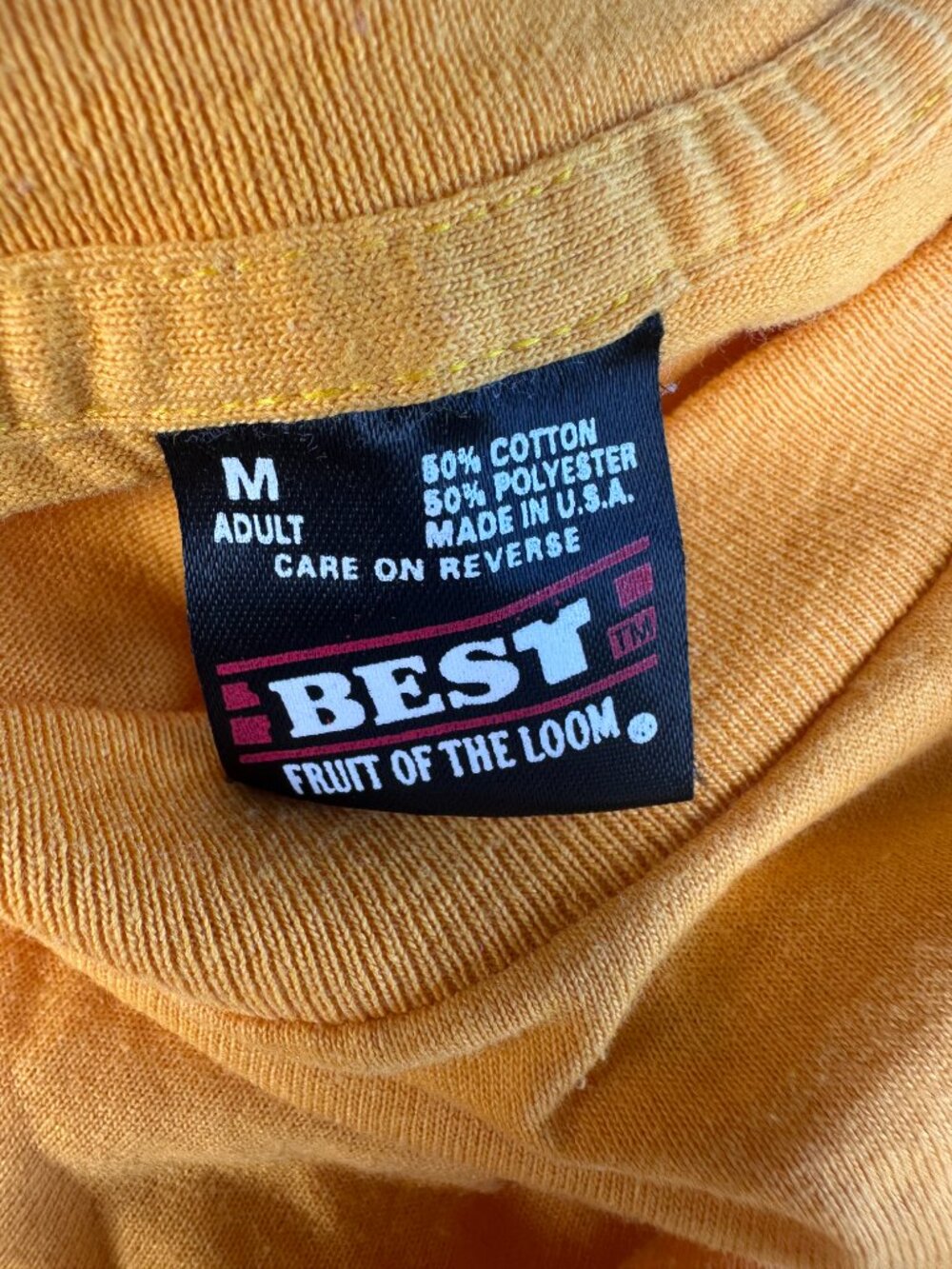 Vintage Best Fruit of the Loom Father Duenas Guam Men's Yellow Maroon Shirt Medi - Picture 2 of 4